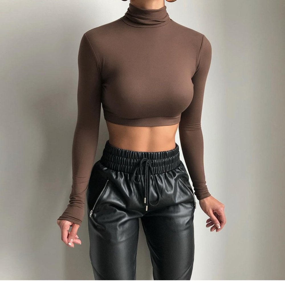 NWT bodycon long sleeve crop top
